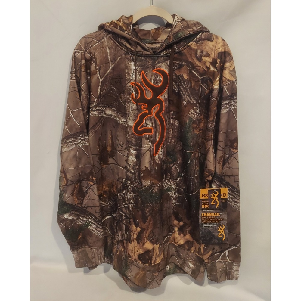 Browning Mens Wasatch ll Camo Performance Fleece Hoodie Realtree RTX Size XL NWT